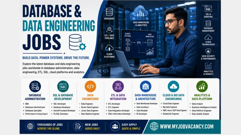 Database and data engineering jobs worldwide in SQL, databases, ETL, cloud data and analytics