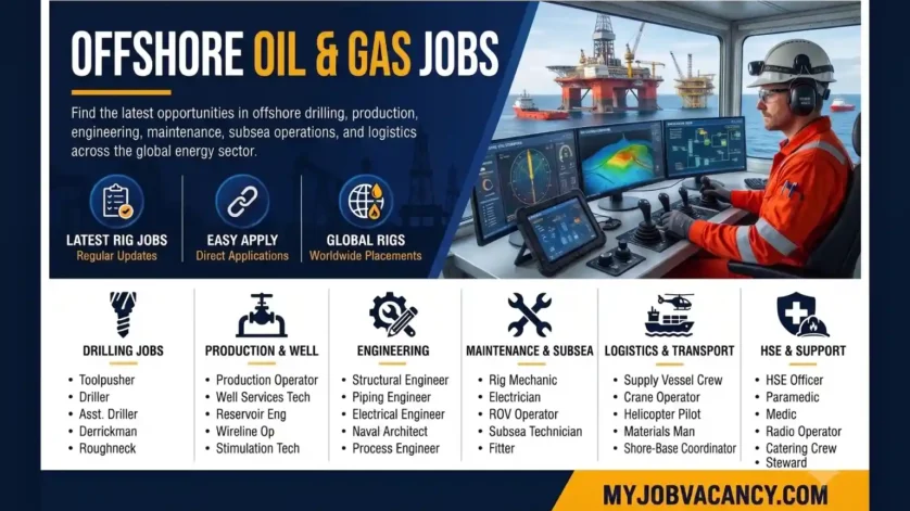 Offshore oil and gas jobs in drilling, engineering, production, maintenance and offshore operations